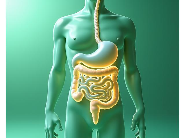 Illustration of a healthy gut microbiome with beneficial bacteria and a flourishing digestive tract.